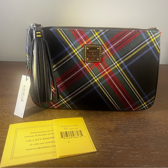 Dooney & Bourke‎ Black Tartan Plaid Carrington Pouch - Picture 1 of 4